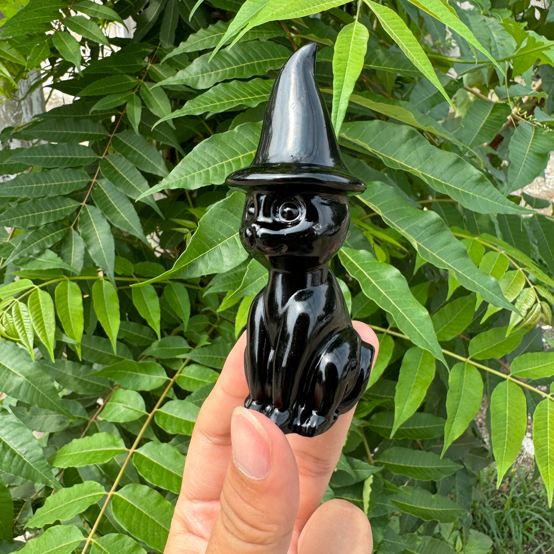 Obsidian Cat Carving