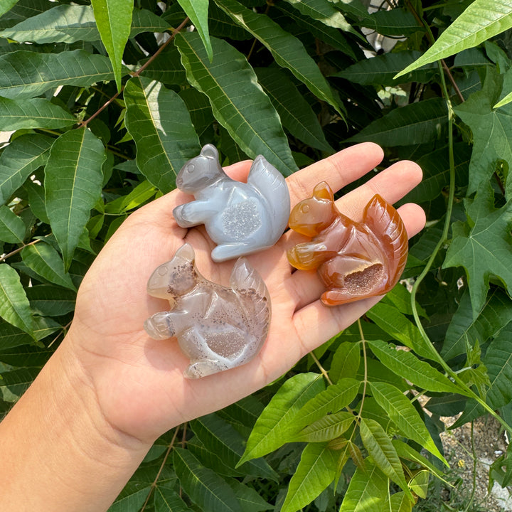 Agate Geode Squirrel Carving