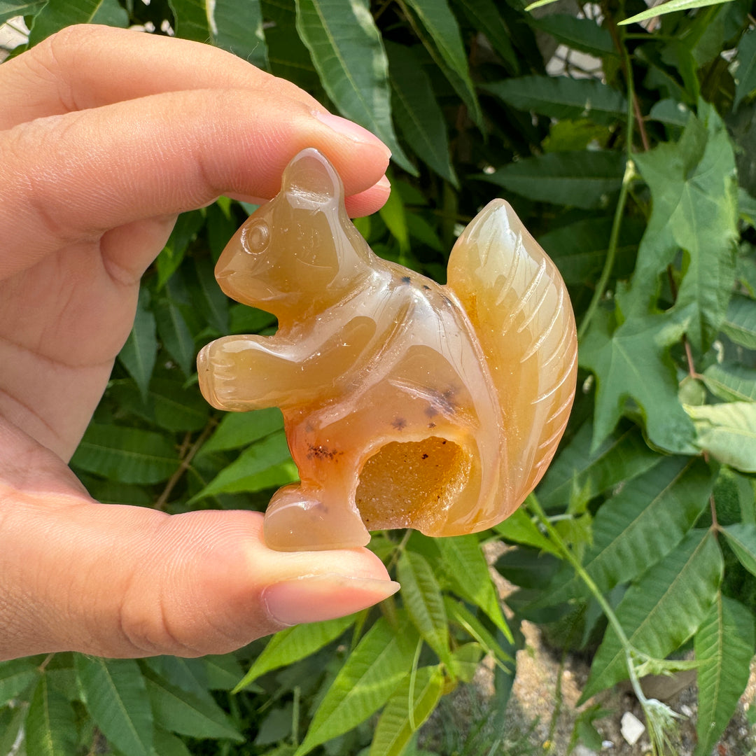 Agate Geode Squirrel Carving