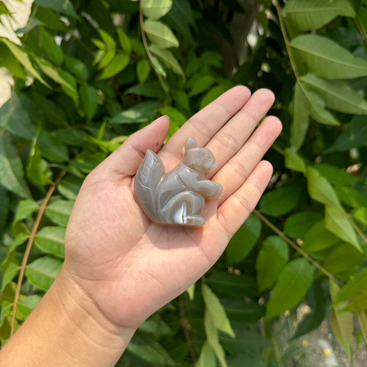 Agate Geode Squirrel Carving