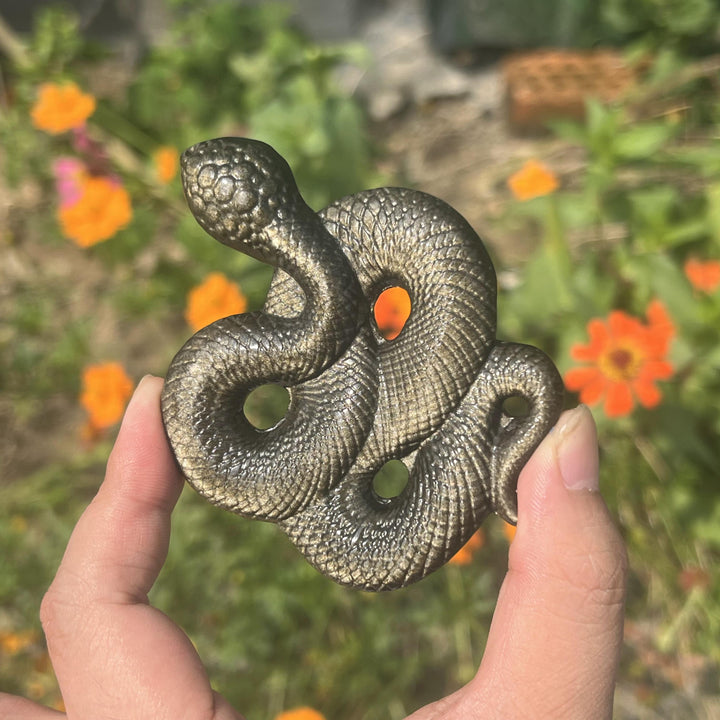 Tranche de serpent en obsidienne dorée