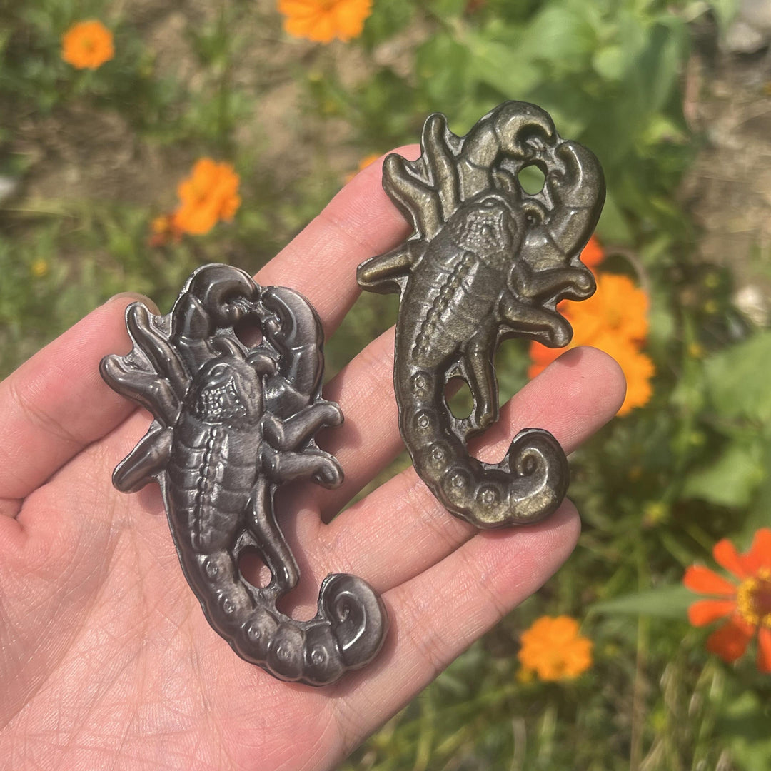 Golden/Silver Obsidian Scorpion Slice