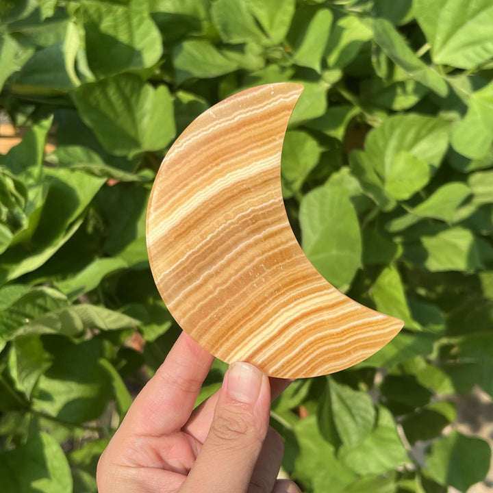 Yellow Calcite Moon With Stand