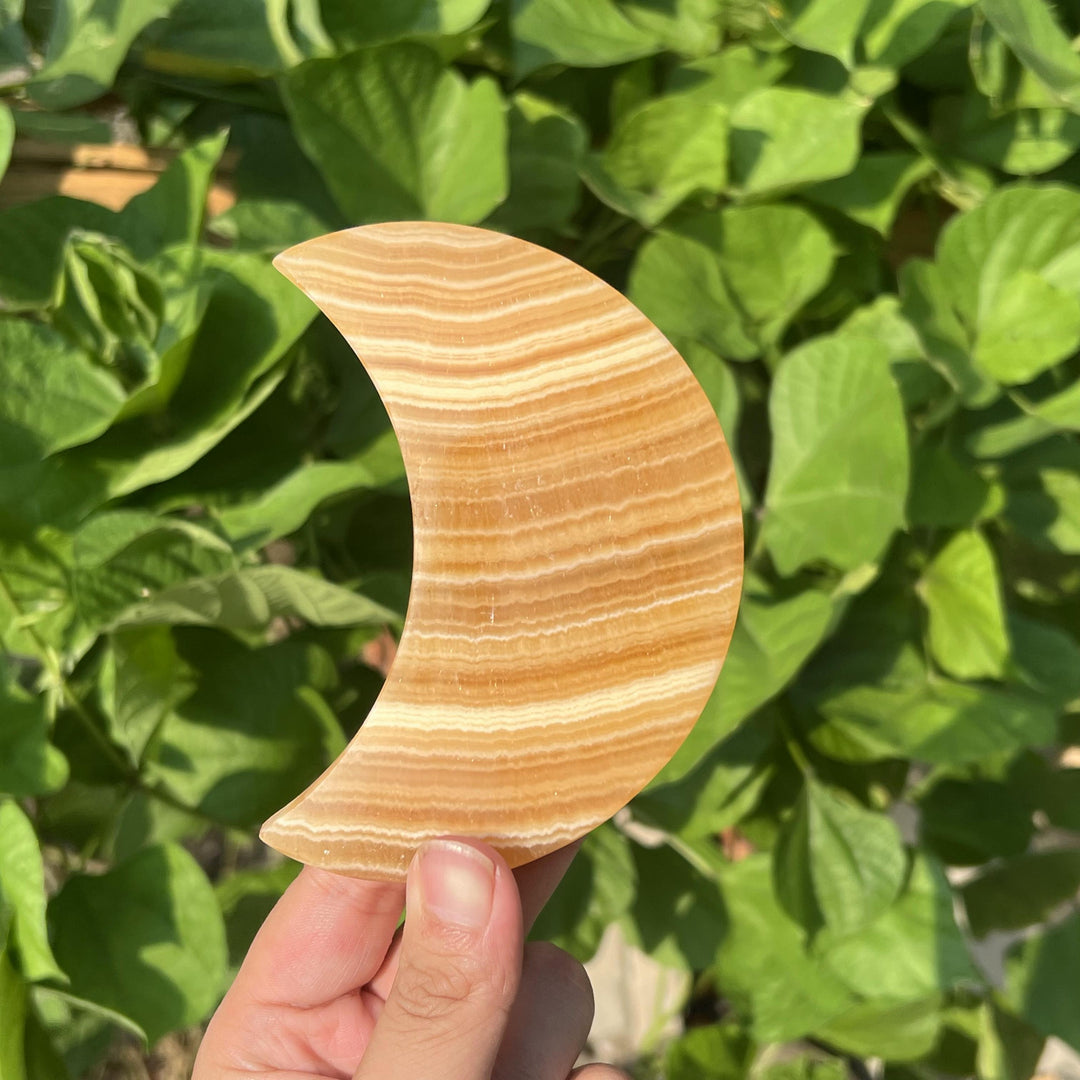 Yellow Calcite Moon With Stand