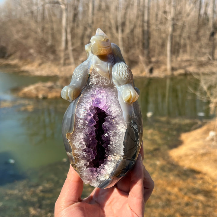 Amethyst Geode Agate Dragon #DK212