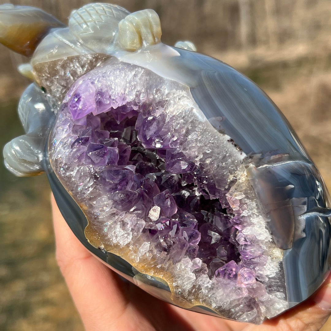 Amethyst Geode Agate Dragon #DK212