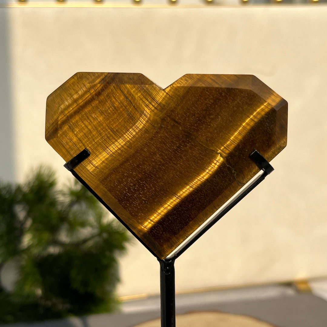 Tiger Eye Heart With Holder