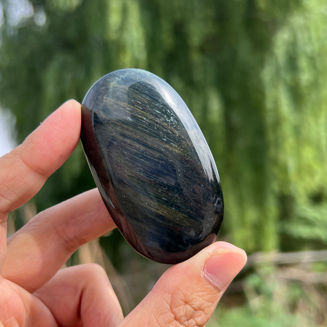Tiger Eye Jasper Palm Stone