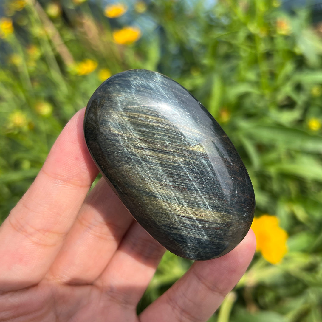 Tiger Eye Jasper Palm Stone