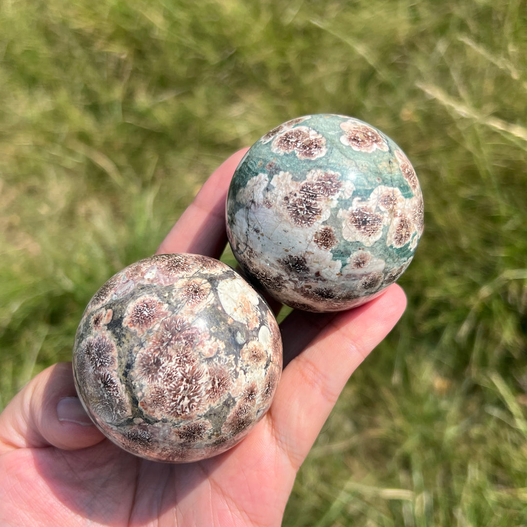 Green Sakura Stone Sphere