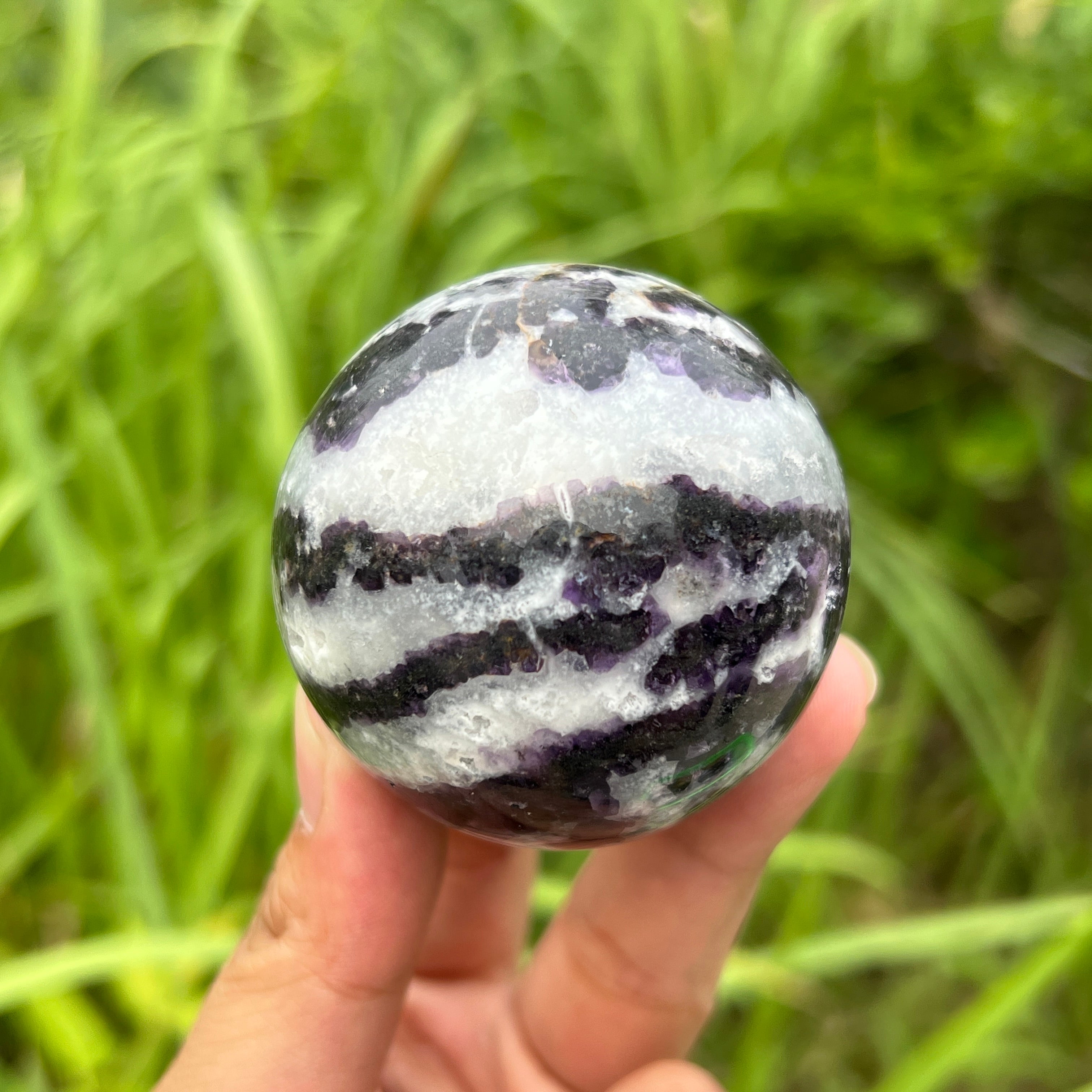 Purple Zebra Fluorite Sphere – KiKi Crystal