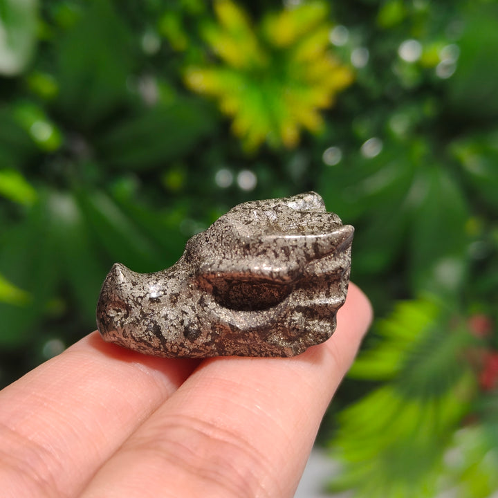 Mini Pyrite Dragon Skull