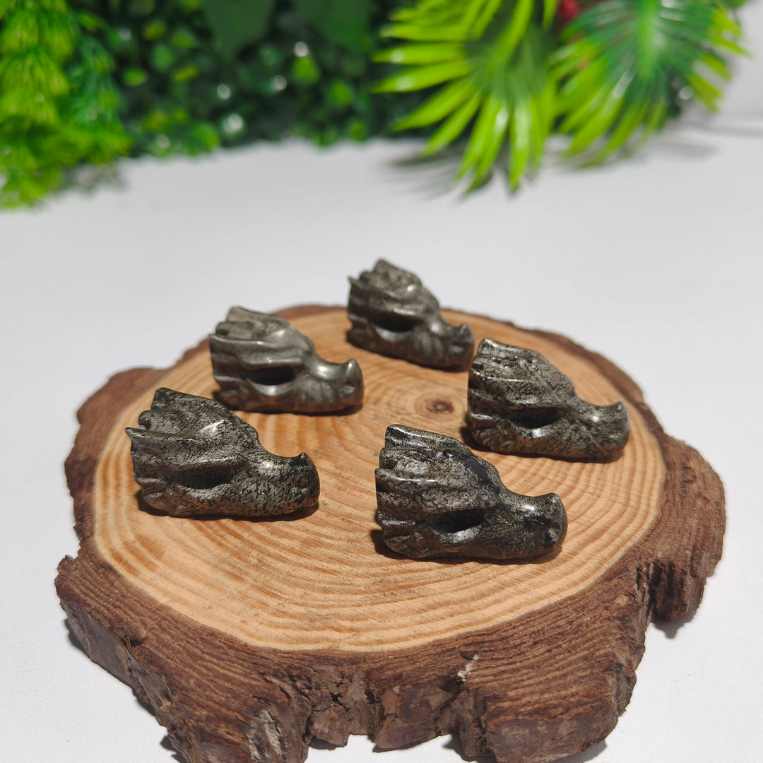 Mini Pyrite Dragon Skull