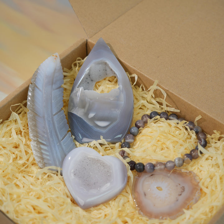 Natural Crystal Value Bundle-Agate Protection Amulet Set