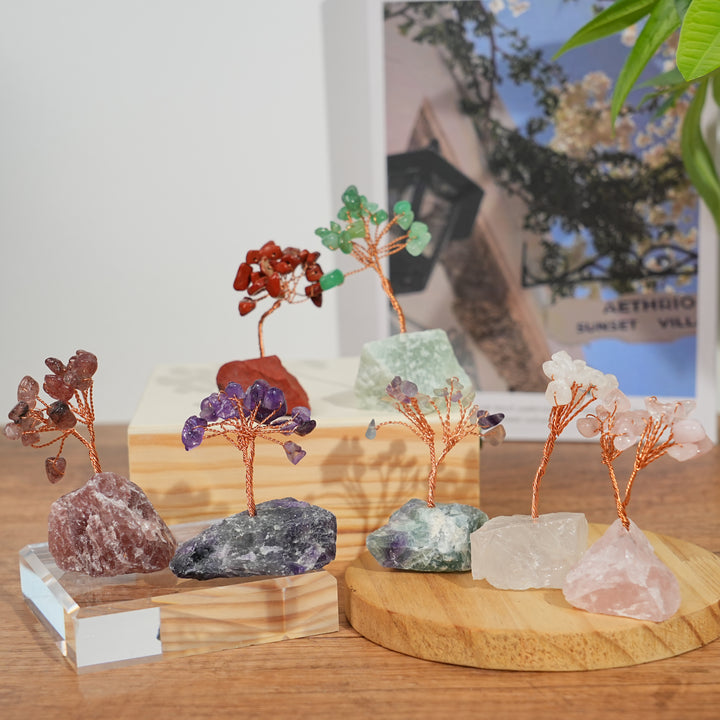 Tree With Raw Stone Crystal Tree