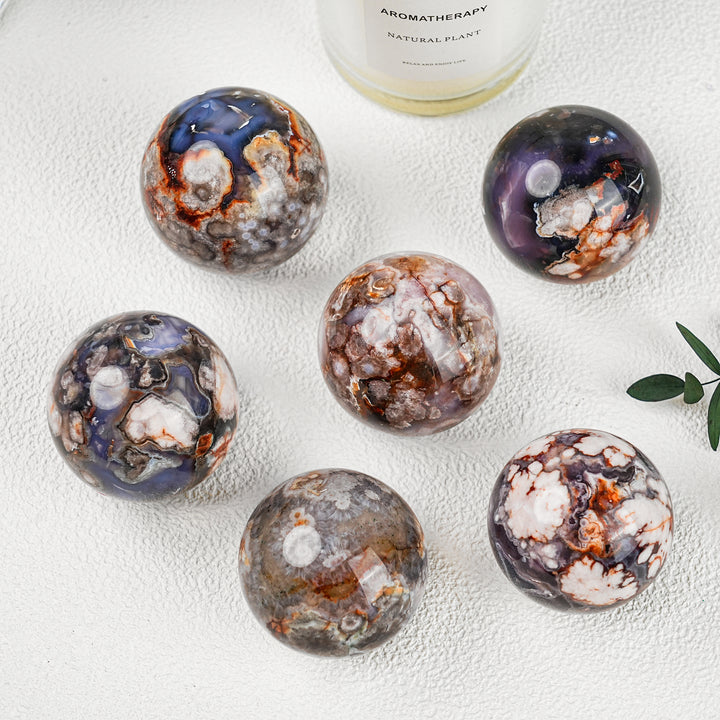 Natural Blue Flower Agate Sphere