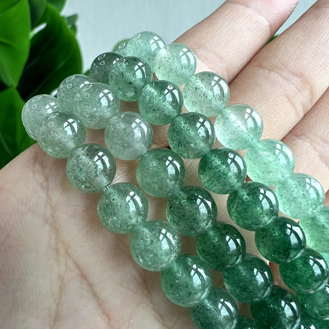 Gradient Green Strawberry Quartz Bracelet, 8mm