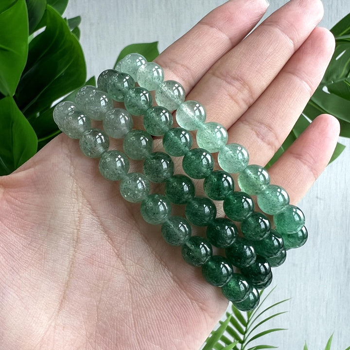 Gradient Green Strawberry Quartz Bracelet, 8mm