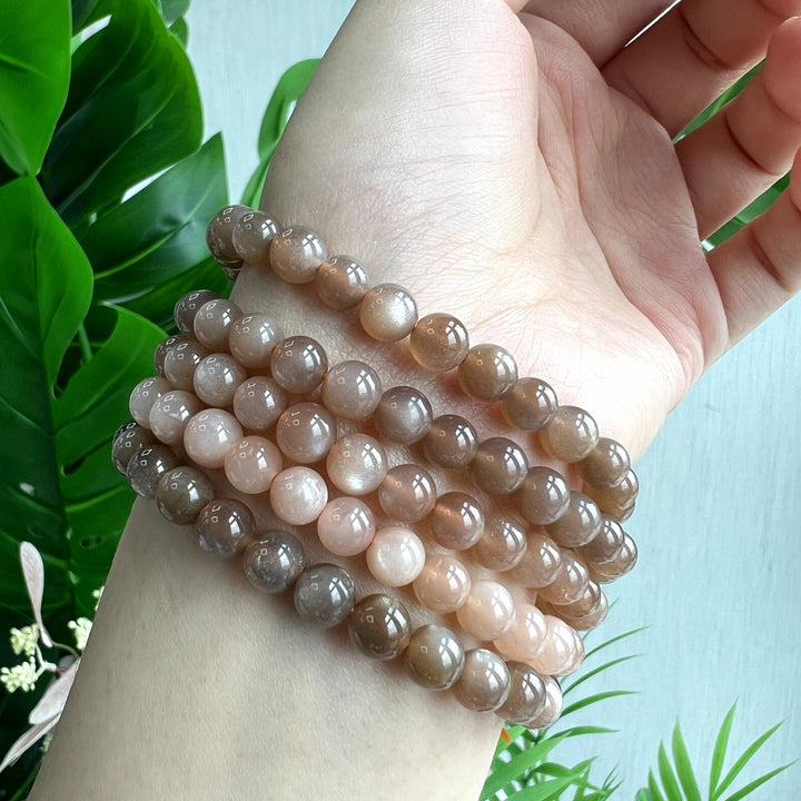 Peach Moonstone Bracelet, 6mm