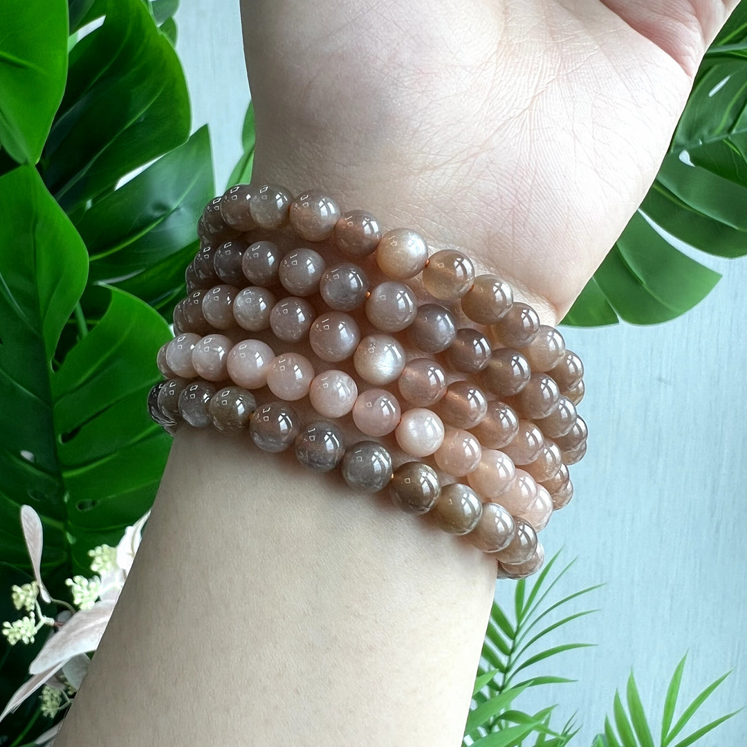 Peach Moonstone Bracelet, 6mm