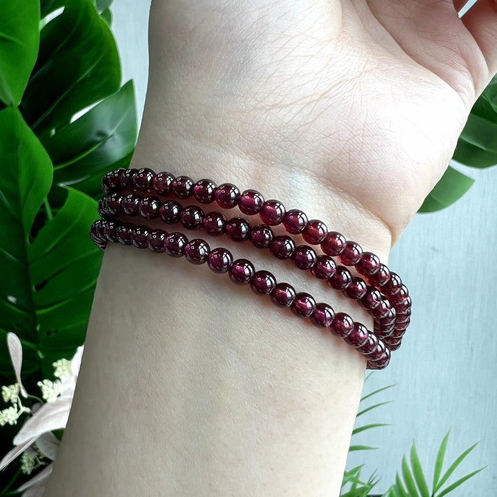 Purple Garnet 3 circle Bracelet, 4mm