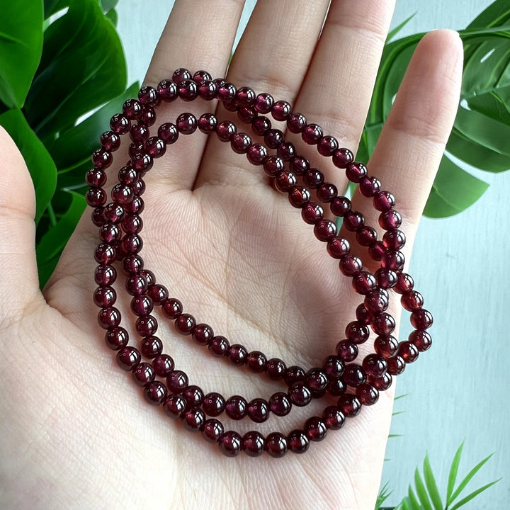 Purple Garnet 3 circle Bracelet, 4mm