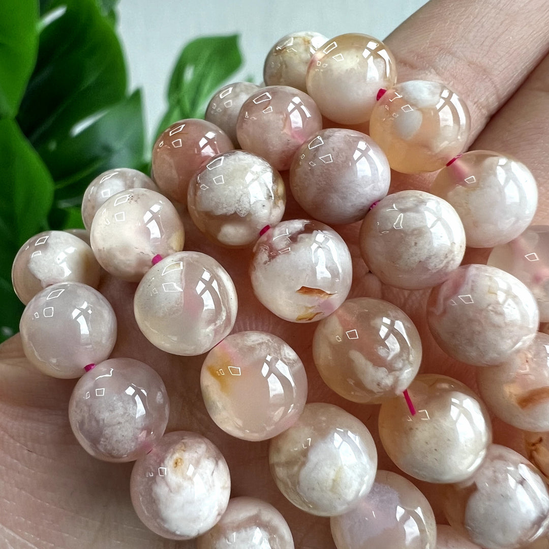 Flower Agate Bracelet, 9mm
