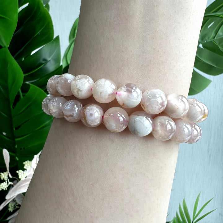 Flower Agate Bracelet, 9mm