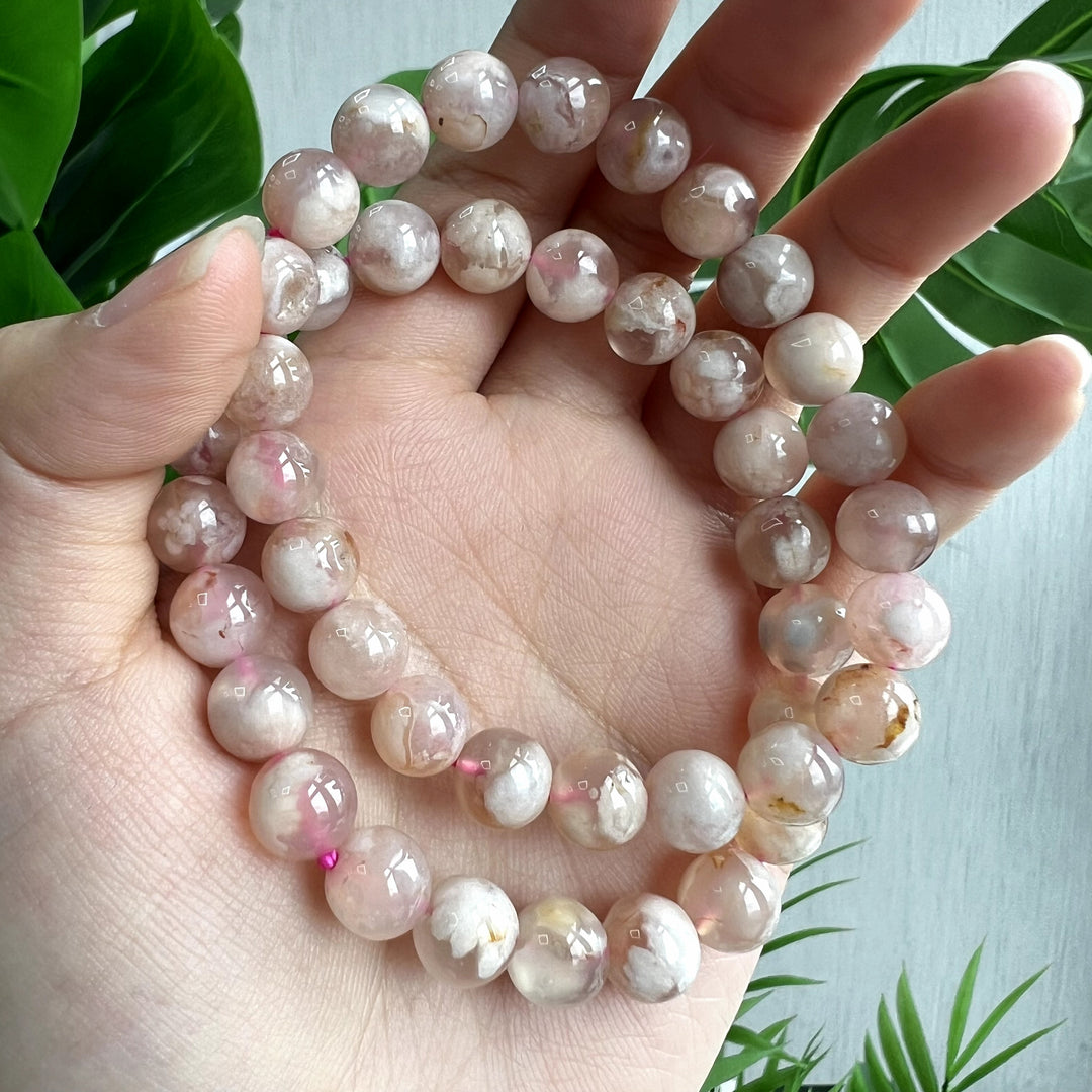 Flower Agate Bracelet, 9mm
