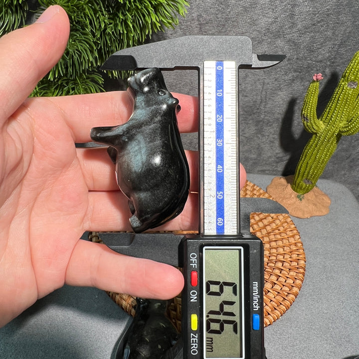 Silver Obsidian Hippopotamus Carving
