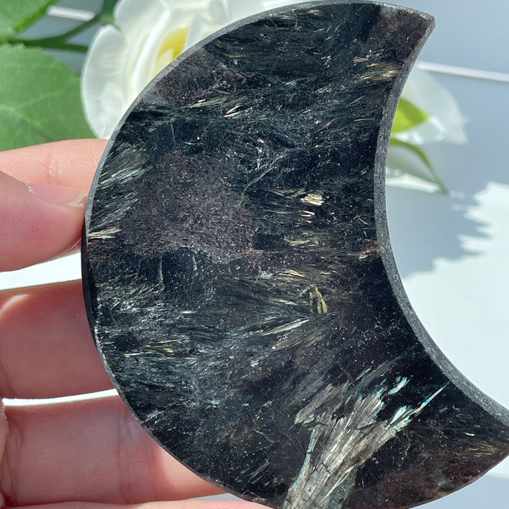Arfvedsonite with Garnet Stone Moon