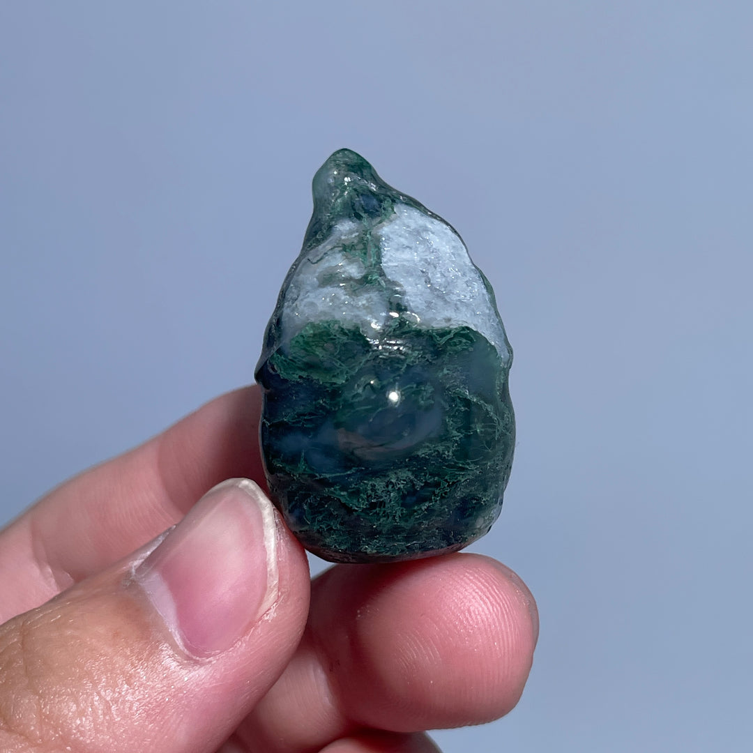 Mini Moss Agate Goblin