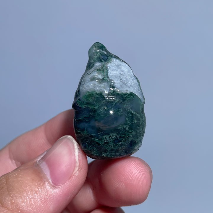 Mini Moss Agate Goblin