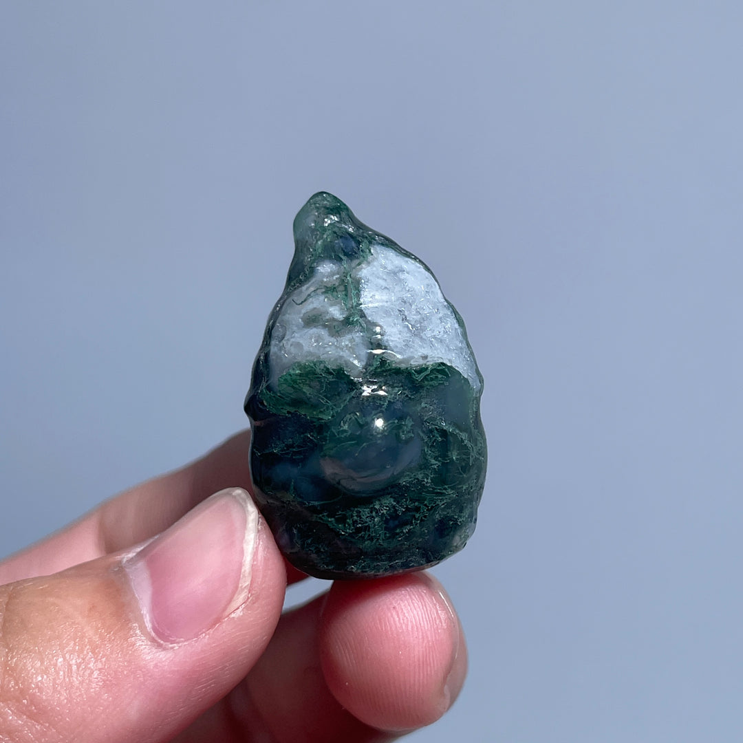 Mini Moss Agate Goblin