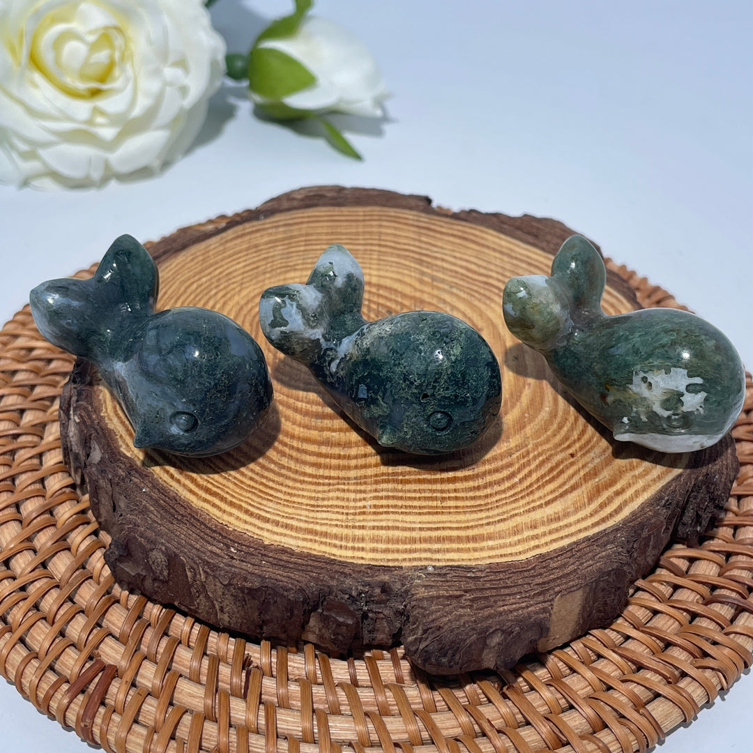 Mini Moss Agate Whale