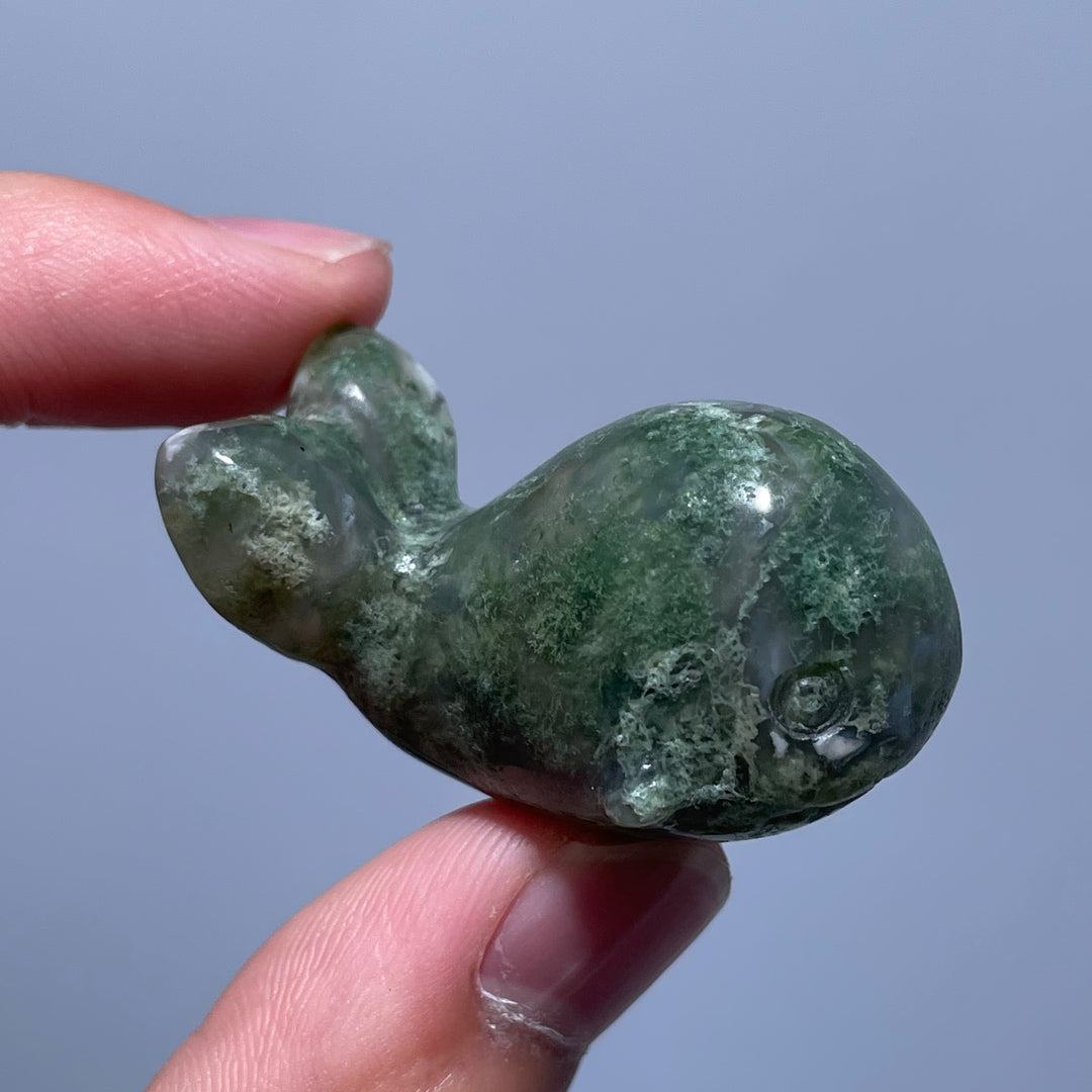 Mini Moss Agate Whale