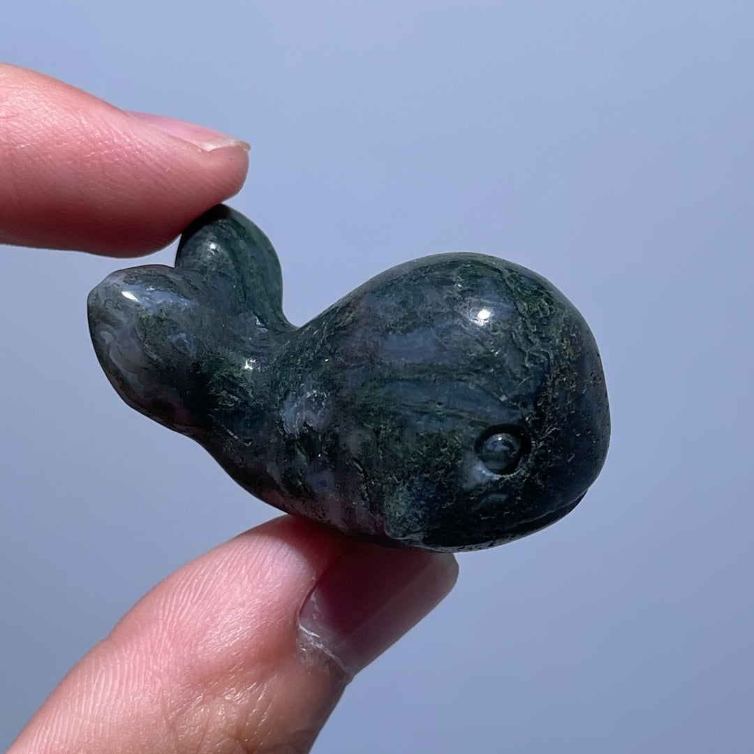 Mini Moss Agate Whale