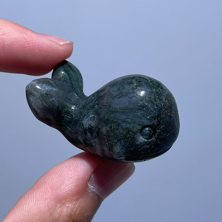 Mini Moss Agate Whale