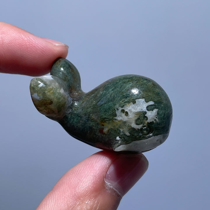 Mini Moss Agate Whale