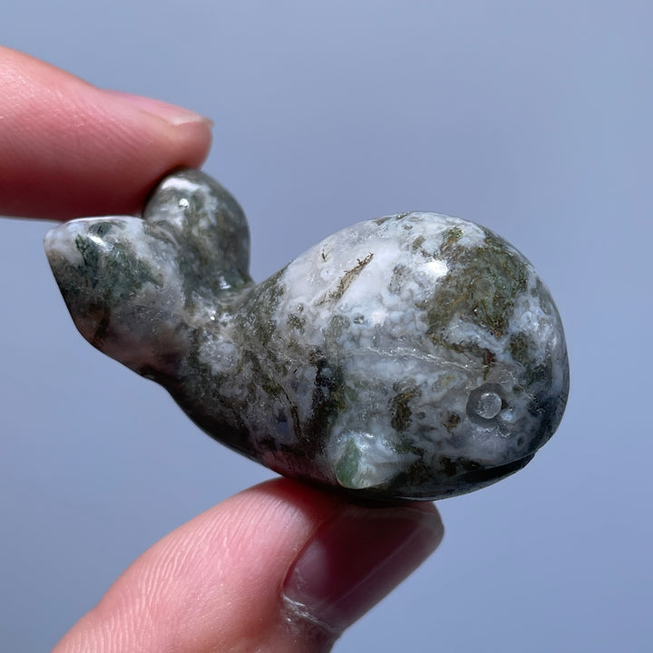 Mini Moss Agate Whale