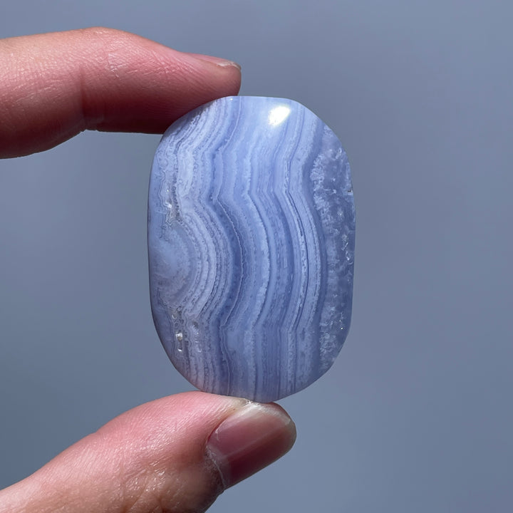 Blue Lace Agate Palm Stone