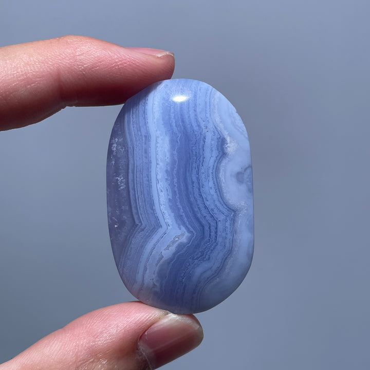 Blue Lace Agate Palm Stone
