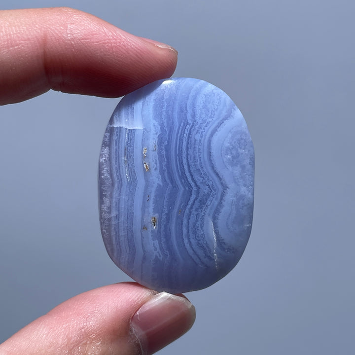 Blue Lace Agate Palm Stone