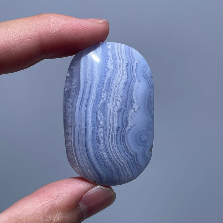 Blue Lace Agate Palm Stone