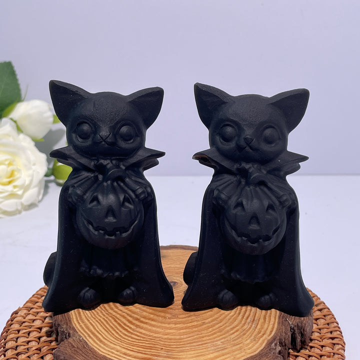 Black Obsidian Pumpkin Cat