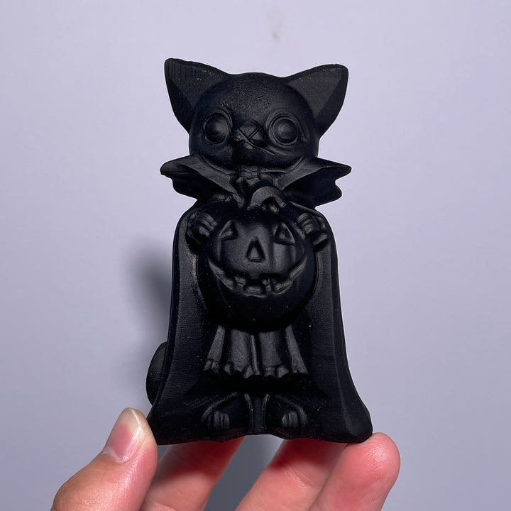 Black Obsidian Pumpkin Cat