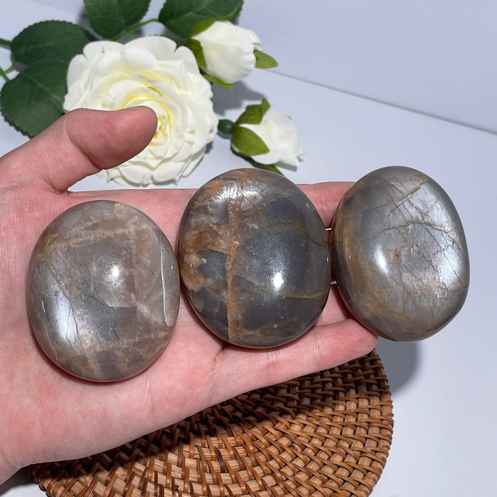 Peach Moonstone Palm Stone