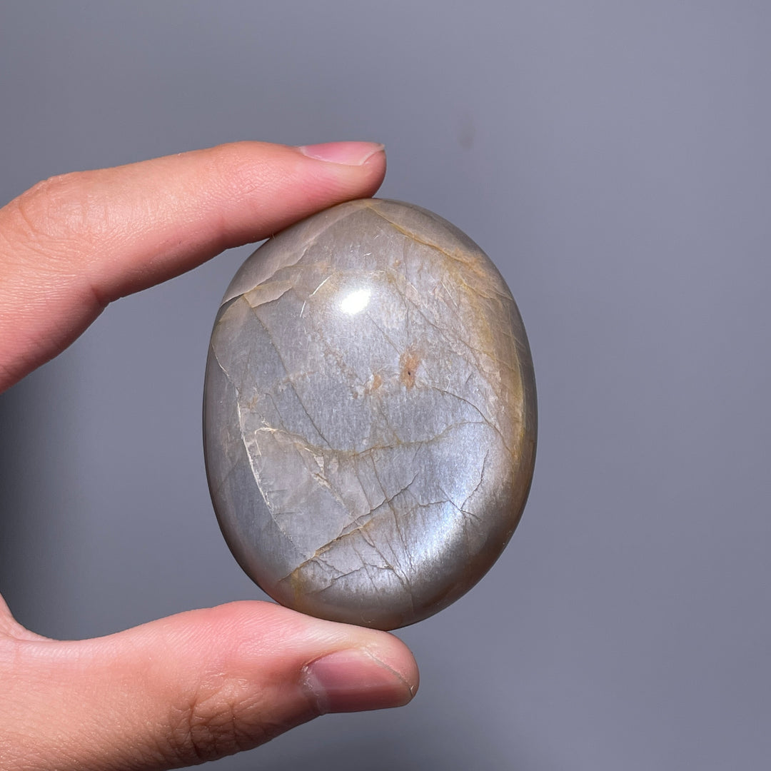 Peach Moonstone Palm Stone