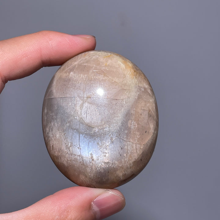 Peach Moonstone Palm Stone