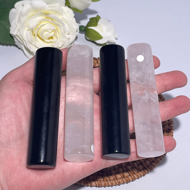 Black Obsidian/Clear Quartz Cylinder